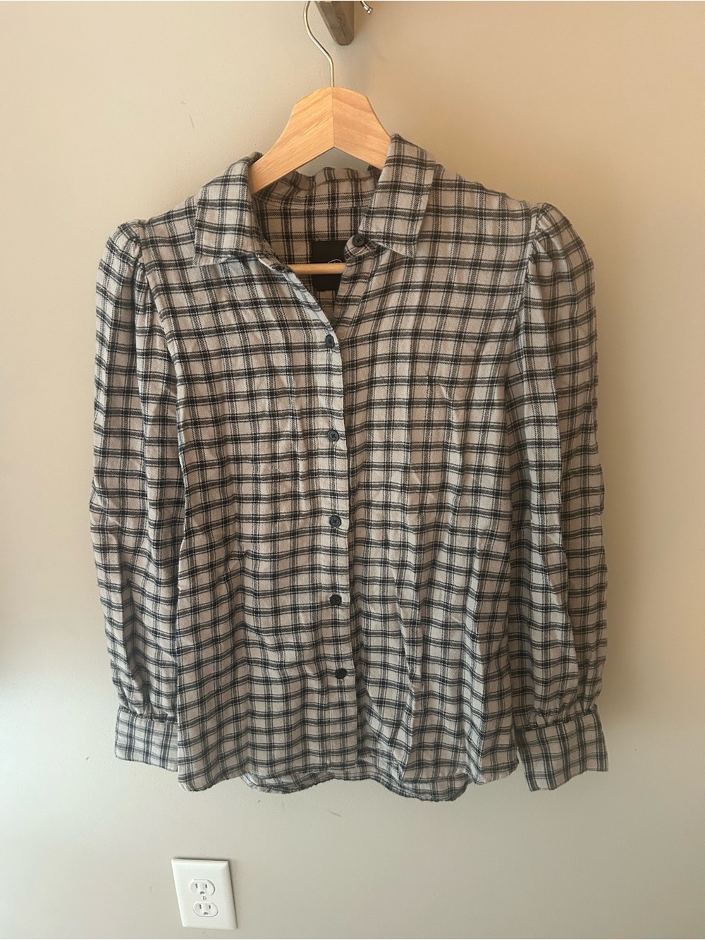 Rails Black & White Plaid Button-Down Blouse